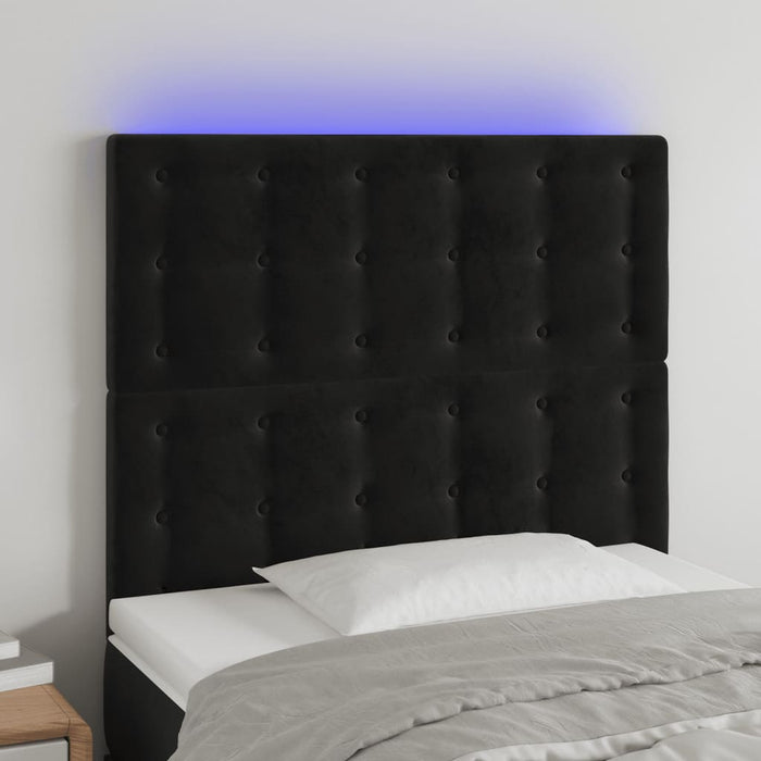 Tăblie de pat cu LED, negru, 100x5x118/128 cm, catifea - WALTI WALTI