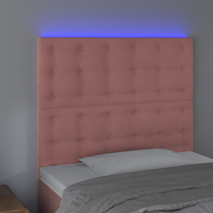 Tăblie de pat cu LED, roz, 100x5x118/128 cm, catifea - WALTI WALTI