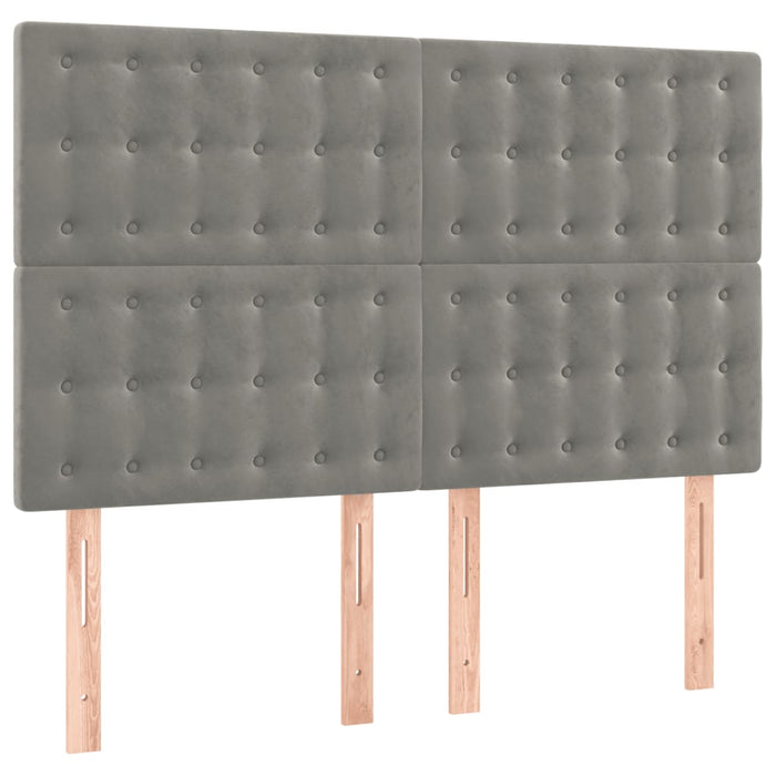 Tăblie de pat cu LED, gri deschis, 144x5x118/128 cm, catifea - WALTI WALTI
