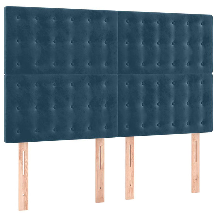Tăblie de pat cu LED, albastru închis, 144x5x118/128cm, catifea - WALTI WALTI
