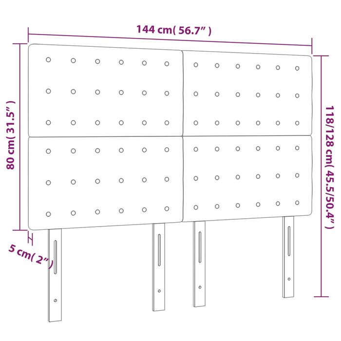 Tăblie de pat cu LED, roz, 144x5x118/128 cm, catifea - WALTI WALTI