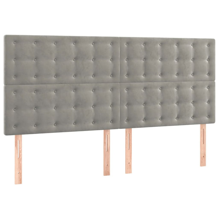 Tăblie de pat cu LED, gri deschis, 160x5x118/128 cm, catifea - WALTI WALTI