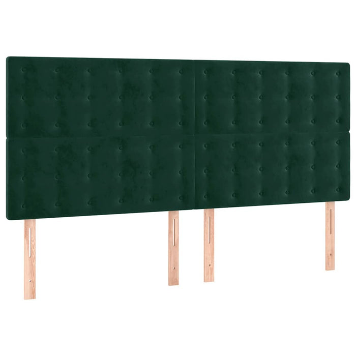 Tăblie de pat cu LED, verde închis, 160x5x118/128 cm, catifea - WALTI WALTI