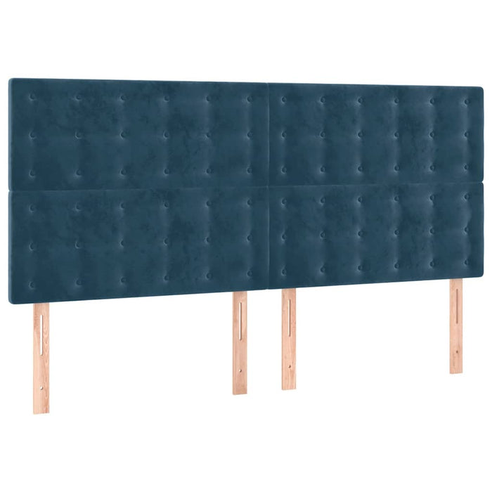Tăblie de pat cu LED, albastru închis, 160x5x118/128cm, catifea - WALTI WALTI
