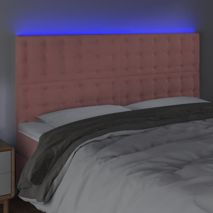 Tăblie de pat cu LED, roz, 160x5x118/128 cm, catifea - WALTI WALTI