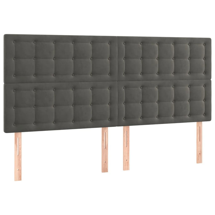 Tăblie de pat cu LED, gri închis, 180x5x118/128 cm, catifea - WALTI WALTI
