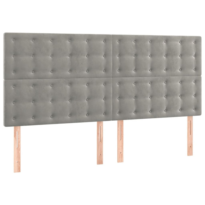 Tăblie de pat cu LED, gri deschis, 200x5x118/128 cm, catifea - WALTI WALTI