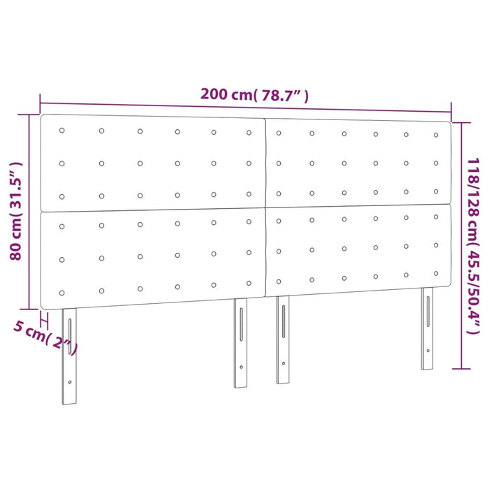 Tăblie de pat cu LED, gri închis, 200x5x118/128 cm, catifea - WALTI WALTI