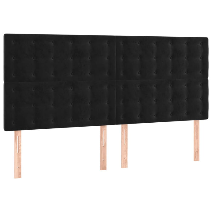 Tăblie de pat cu LED, negru, 200x5x118/128 cm, catifea - WALTI WALTI