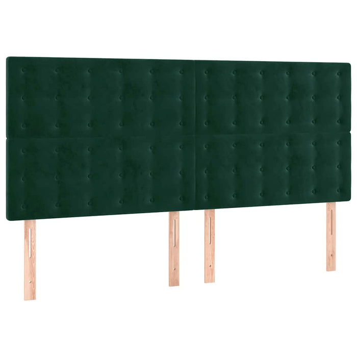 Tăblie de pat cu LED, verde închis, 200x5x118/128 cm, catifea - WALTI WALTI