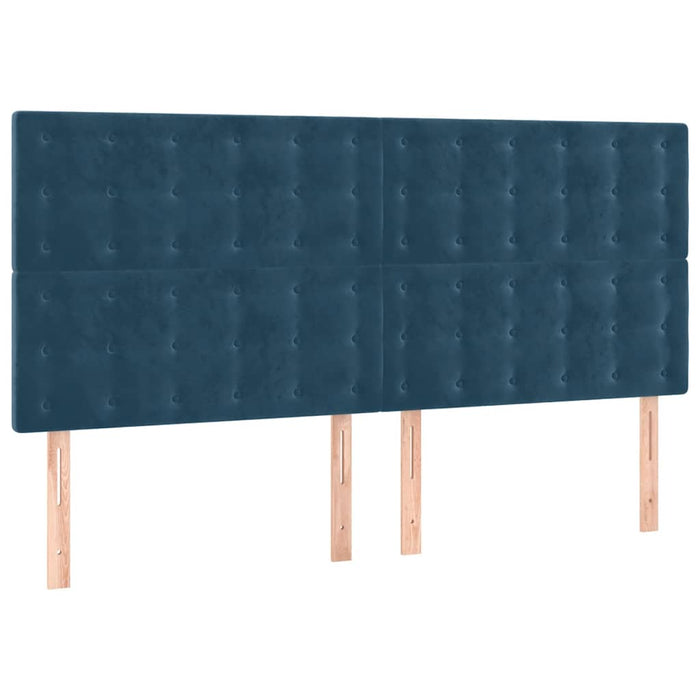 Tăblie de pat cu LED, albastru închis, 200x5x118/128cm catifea - WALTI WALTI
