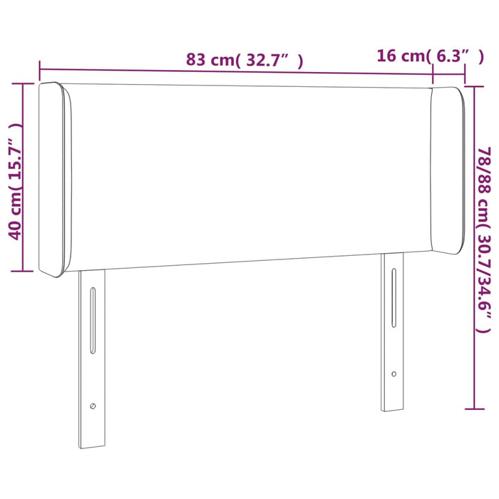 Tăblie de pat cu LED, gri închis, 83x16x78/88 cm, textil - WALTI WALTI