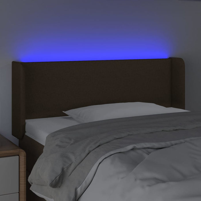 Tăblie de pat cu LED, maro închis, 83x16x78/88 cm, textil - WALTI WALTI