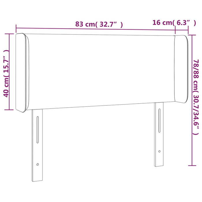 Tăblie de pat cu LED, gri taupe, 83x16x78/88 cm, textil - WALTI WALTI