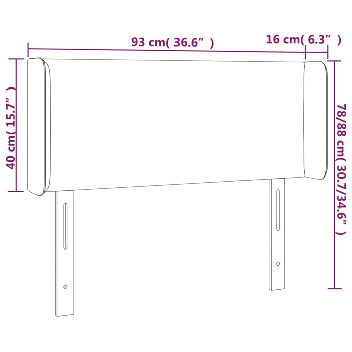 Tăblie de pat cu LED, gri închis, 93x16x78/88 cm, textil - WALTI WALTI