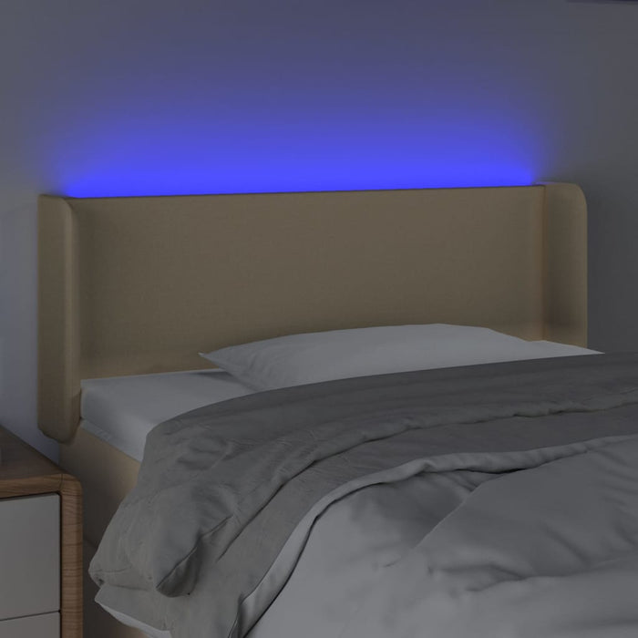 Tăblie de pat cu LED, crem, 93x16x78/88 cm, textil - WALTI WALTI