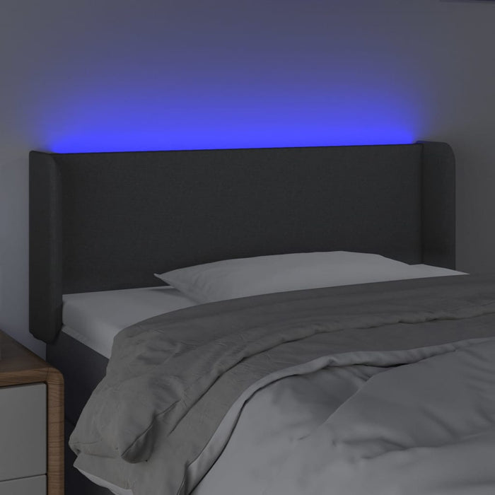 Tăblie de pat cu LED, gri închis, 103x16x78/88 cm, textil - WALTI WALTI
