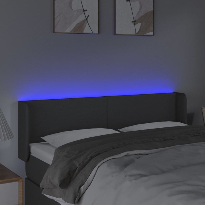 Tăblie de pat cu LED, gri închis, 147x16x78/88 cm, textil - WALTI WALTI