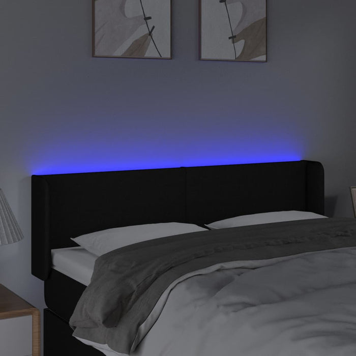 Tăblie de pat cu LED, negru, 147x16x78/88 cm, textil - WALTI WALTI