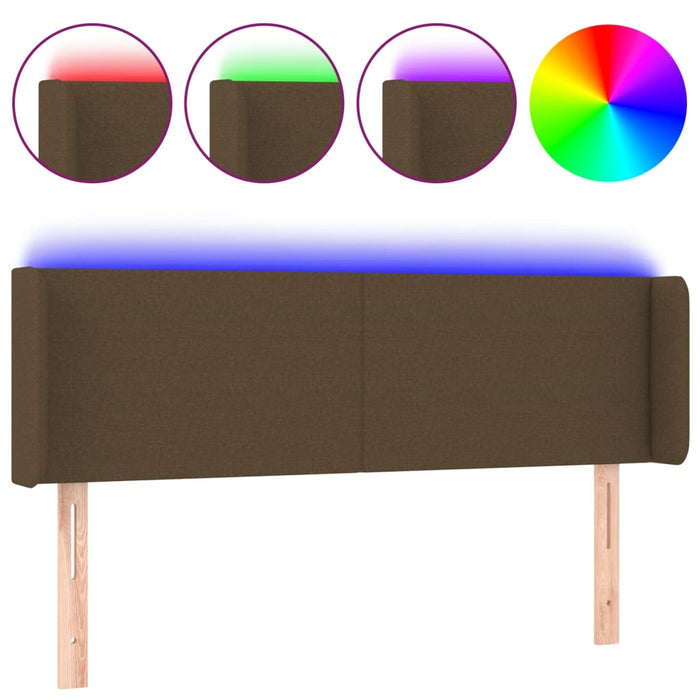 Tăblie de pat cu LED, maro închis, 147x16x78/88 cm, textil - WALTI WALTI