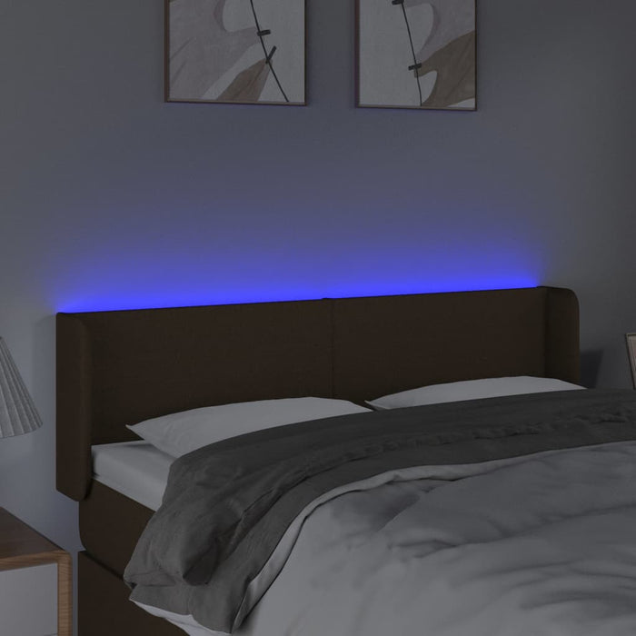 Tăblie de pat cu LED, maro închis, 147x16x78/88 cm, textil - WALTI WALTI