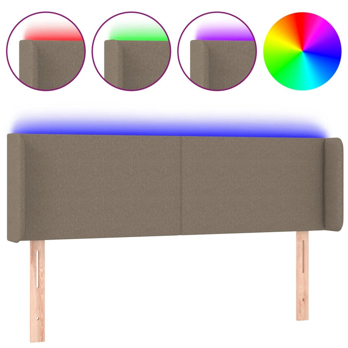 Tăblie de pat cu LED, gri taupe, 147x16x78/88 cm, textil - WALTI WALTI