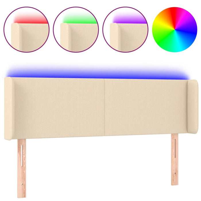 Tăblie de pat cu LED, crem, 147x16x78/88 cm, textil - WALTI WALTI