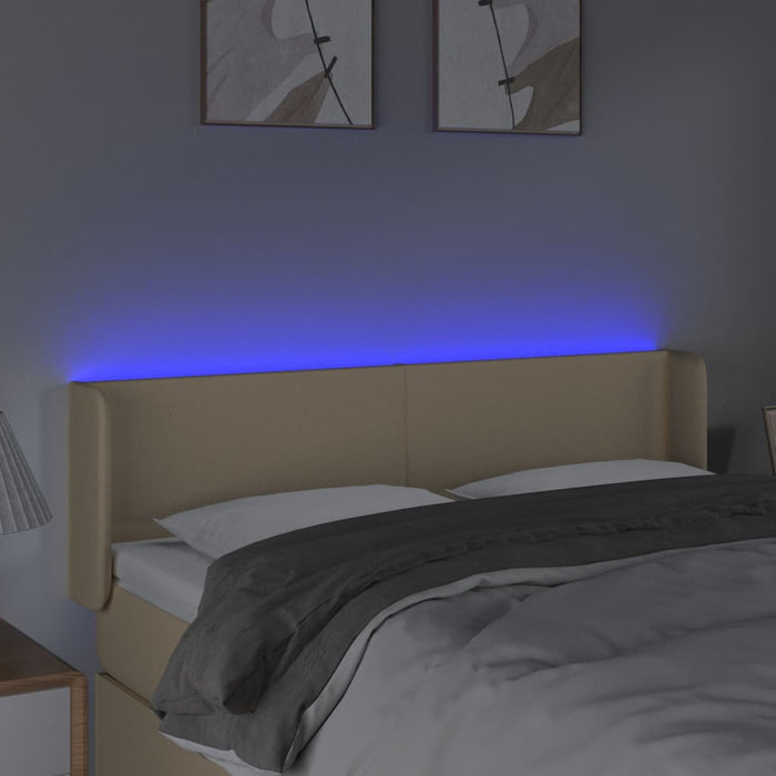 Tăblie de pat cu LED, crem, 147x16x78/88 cm, textil - WALTI WALTI