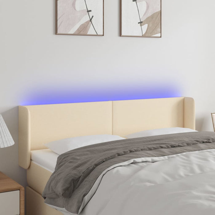 Tăblie de pat cu LED, crem, 147x16x78/88 cm, textil - WALTI WALTI