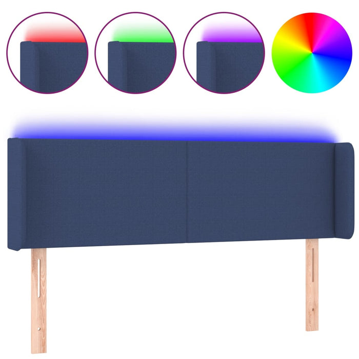 Tăblie de pat cu LED, albastru, 147x16x78/88 cm, textil - WALTI WALTI