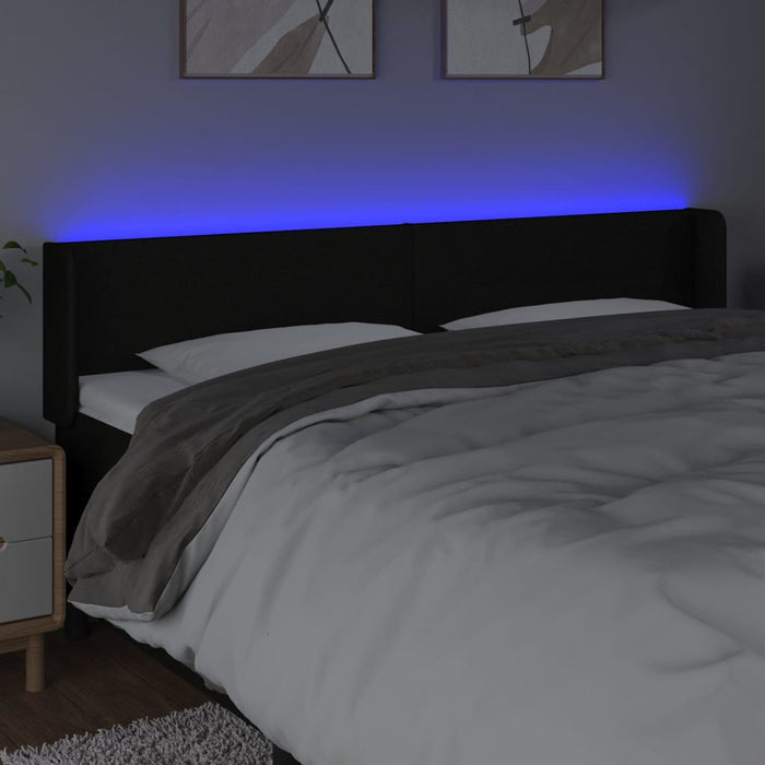 Tăblie de pat cu LED, negru, 163x16x78/88 cm, textil - WALTI WALTI
