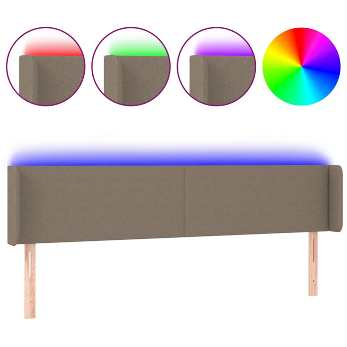 Tăblie de pat cu LED, gri taupe, 163x16x78/88 cm, textil - WALTI WALTI