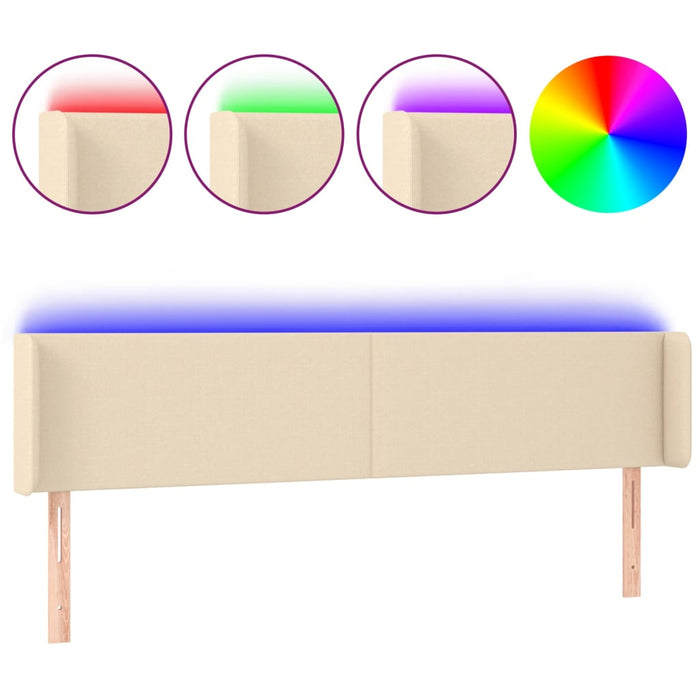 Tăblie de pat cu LED, crem, 163x16x78/88 cm, textil - WALTI WALTI