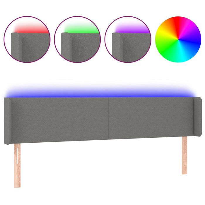 Tăblie de pat cu LED, gri închis, 183x16x78/88 cm, textil - WALTI WALTI