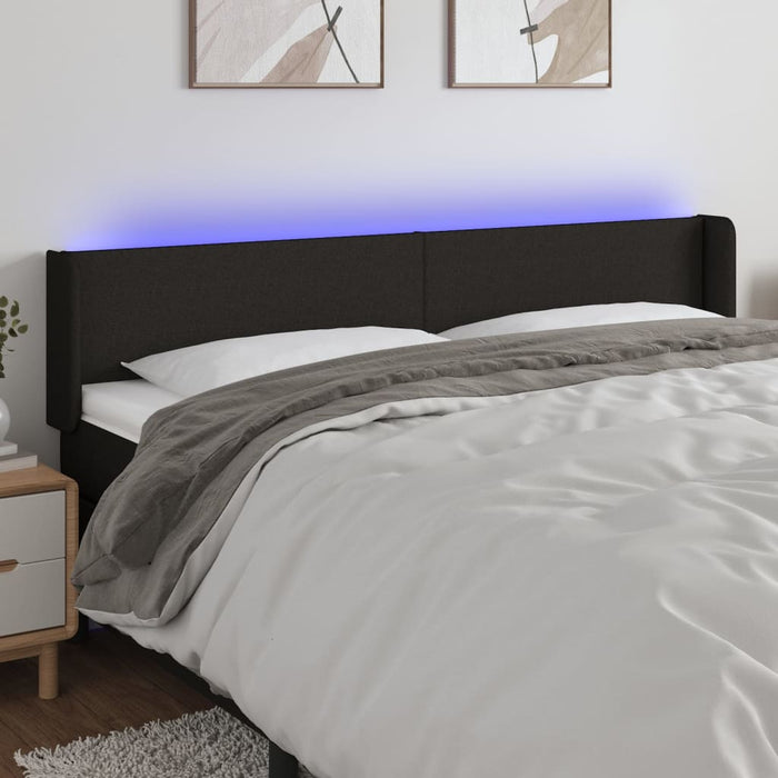 Tăblie de pat cu LED, negru, 183x16x78/88 cm, textil - WALTI WALTI