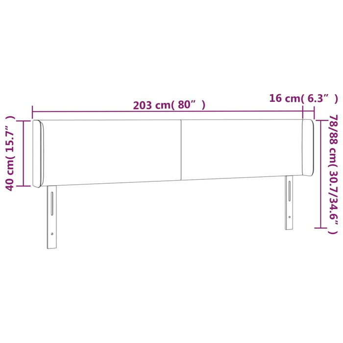 Tăblie de pat cu LED, gri închis, 203x16x78/88 cm, textil - WALTI WALTI