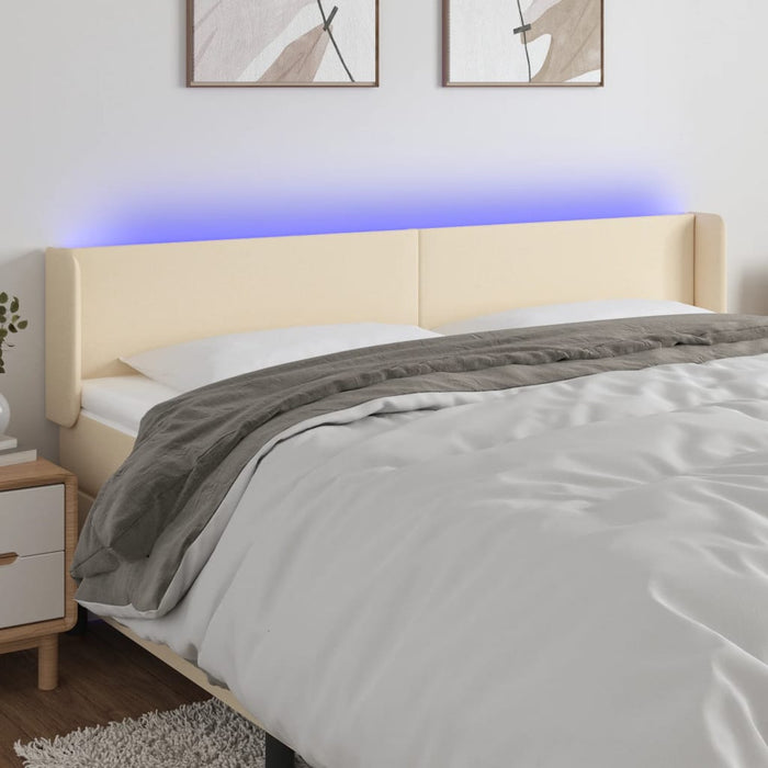 Tăblie de pat cu LED, crem, 203x16x78/88 cm, textil - WALTI WALTI