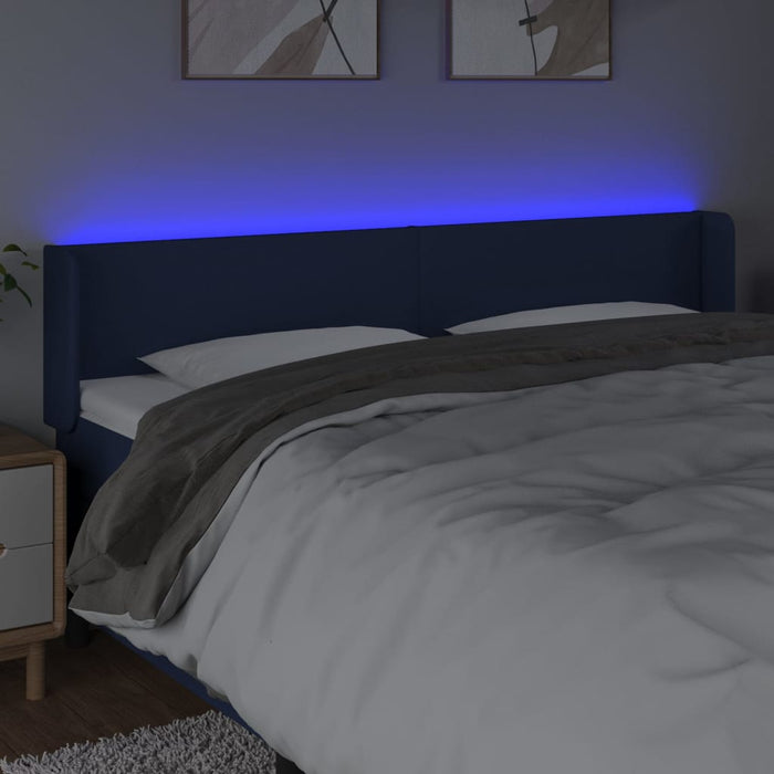 Tăblie de pat cu LED, albastru, 203x16x78/88 cm, textil - WALTI WALTI