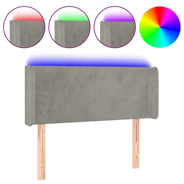 Tăblie de pat cu LED, gri deschis, 83x16x78/88 cm, catifea - WALTI WALTI