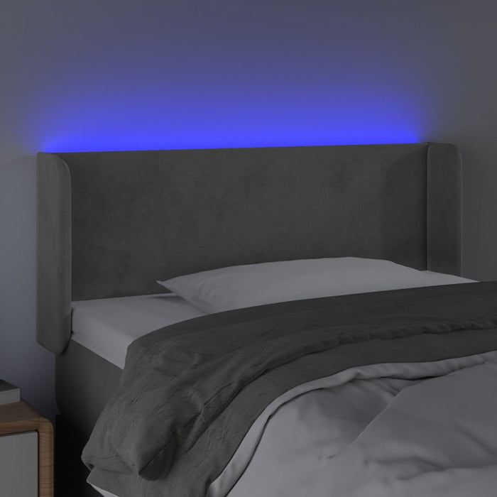 Tăblie de pat cu LED, gri deschis, 83x16x78/88 cm, catifea - WALTI WALTI