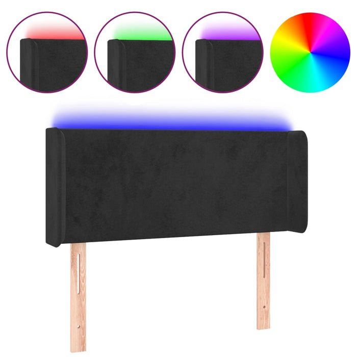 Tăblie de pat cu LED, negru, 83x16x78/88 cm, catifea - WALTI WALTI