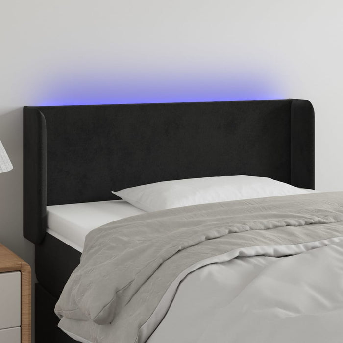 Tăblie de pat cu LED, negru, 83x16x78/88 cm, catifea - WALTI WALTI