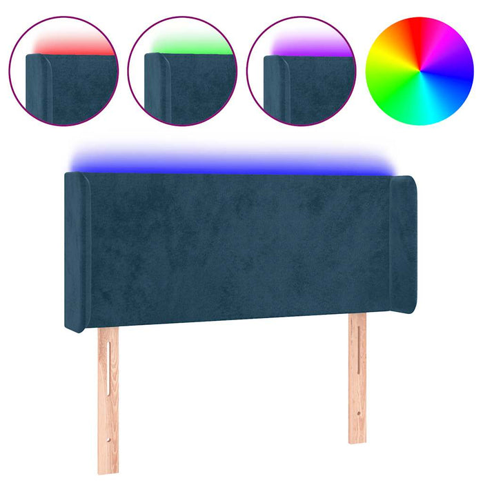 Tăblie de pat cu LED, albastru închis, 93x16x78/88 cm, catifea - WALTI WALTI
