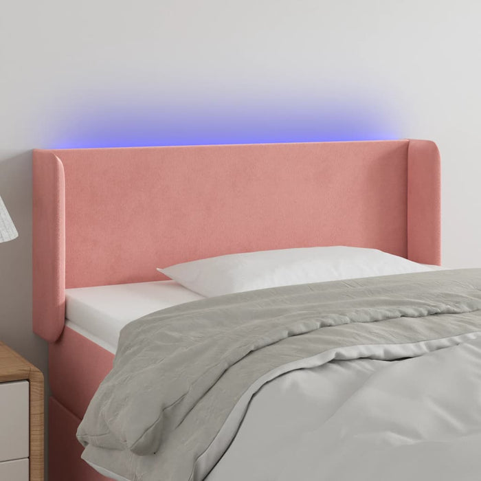 Tăblie de pat cu LED, roz, 93x16x78/88 cm, catifea - WALTI WALTI
