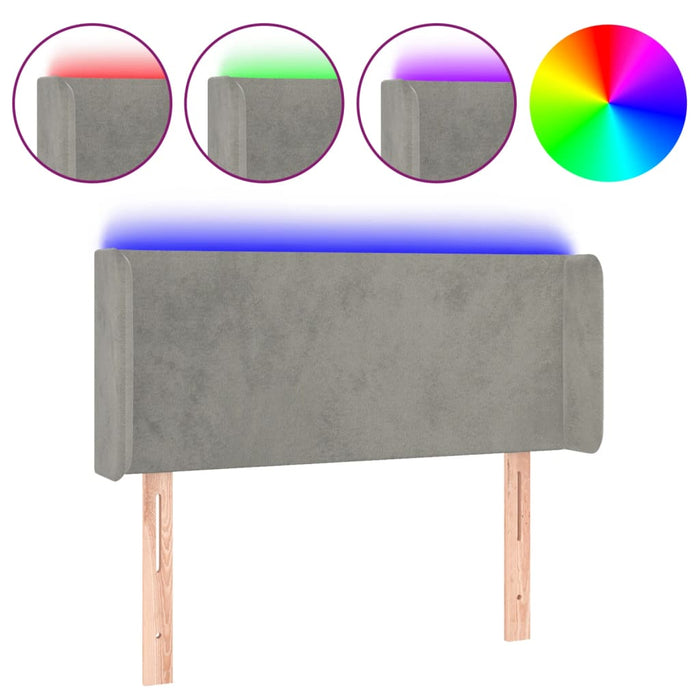 Tăblie de pat cu LED, gri deschis, 103x16x78/88 cm, catifea - WALTI WALTI