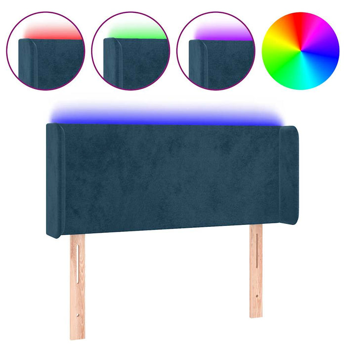 Tăblie de pat cu LED, albastru închis, 103x16x78/88 cm, catifea - WALTI WALTI