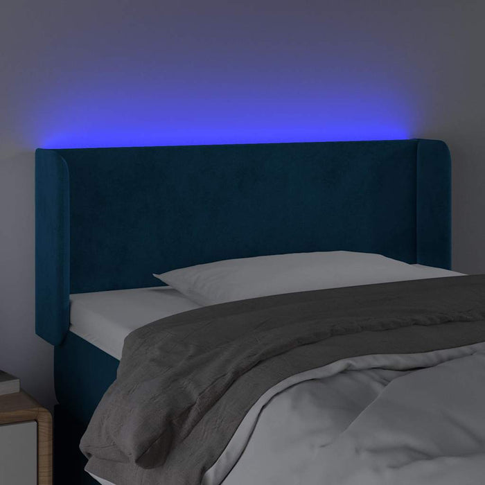 Tăblie de pat cu LED, albastru închis, 103x16x78/88 cm, catifea - WALTI WALTI