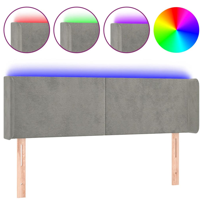 Tăblie de pat cu LED, gri deschis, 147x16x78/88 cm, catifea - WALTI WALTI
