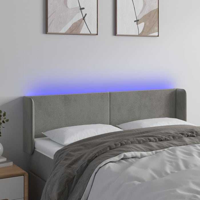 Tăblie de pat cu LED, gri deschis, 147x16x78/88 cm, catifea - WALTI WALTI