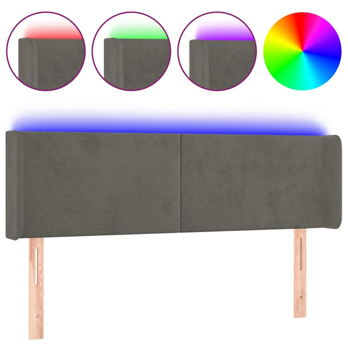 Tăblie de pat cu LED, gri închis, 147x16x78/88 cm, catifea - WALTI WALTI